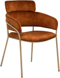 Yara Velvet / Iron / Foam Contemporary Cognac Velvet Dining Chair - 22.5" W x 25.5" D x 34.5" H