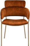 Yara Velvet / Iron / Foam Contemporary Cognac Velvet Dining Chair - 22.5" W x 25.5" D x 34.5" H