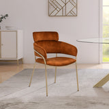 Yara Velvet / Iron / Foam Contemporary Cognac Velvet Dining Chair - 22.5" W x 25.5" D x 34.5" H