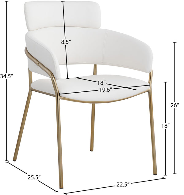 Yara Faux Leather / Iron / Engineered Wood / Foam Contemporary Cream Faux Leather Dining Chair - 22.5" W x 25.5" D x 34.5" H