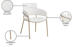 Yara Faux Leather / Iron / Engineered Wood / Foam Contemporary Cream Faux Leather Dining Chair - 22.5" W x 25.5" D x 34.5" H