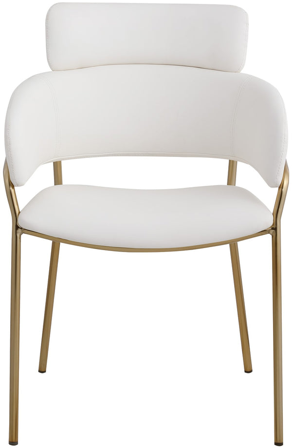 Yara Faux Leather / Iron / Engineered Wood / Foam Contemporary Cream Faux Leather Dining Chair - 22.5" W x 25.5" D x 34.5" H