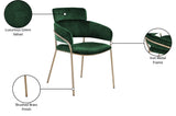 Yara Velvet / Iron / Foam Contemporary Green Velvet Dining Chair - 22.5" W x 25.5" D x 34.5" H