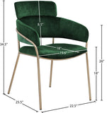 Yara Velvet / Iron / Foam Contemporary Green Velvet Dining Chair - 22.5" W x 25.5" D x 34.5" H