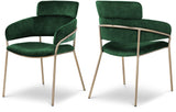 Yara Velvet / Iron / Foam Contemporary Green Velvet Dining Chair - 22.5" W x 25.5" D x 34.5" H