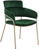 Yara Velvet / Iron / Foam Contemporary Green Velvet Dining Chair - 22.5" W x 25.5" D x 34.5" H