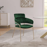 Yara Velvet / Iron / Foam Contemporary Green Velvet Dining Chair - 22.5" W x 25.5" D x 34.5" H