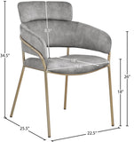 Yara Velvet / Iron / Foam Contemporary Grey Velvet Dining Chair - 22.5" W x 25.5" D x 34.5" H