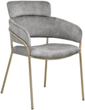 Yara Velvet / Iron / Foam Contemporary Grey Velvet Dining Chair - 22.5" W x 25.5" D x 34.5" H