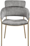 Yara Velvet / Iron / Foam Contemporary Grey Velvet Dining Chair - 22.5" W x 25.5" D x 34.5" H