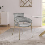 Yara Velvet / Iron / Foam Contemporary Grey Velvet Dining Chair - 22.5" W x 25.5" D x 34.5" H