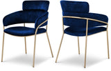 Yara Velvet / Iron / Foam Contemporary Navy Velvet Dining Chair - 22.5" W x 25.5" D x 34.5" H