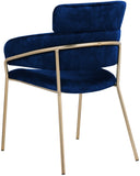 Yara Velvet / Iron / Foam Contemporary Navy Velvet Dining Chair - 22.5" W x 25.5" D x 34.5" H