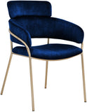 Yara Velvet / Iron / Foam Contemporary Navy Velvet Dining Chair - 22.5" W x 25.5" D x 34.5" H