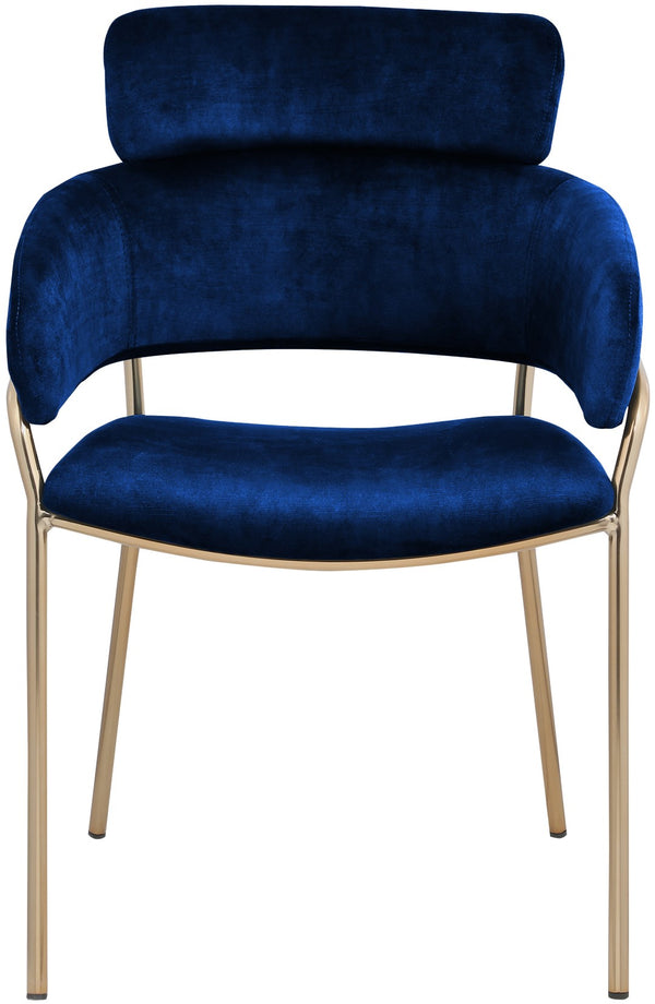 Yara Velvet / Iron / Foam Contemporary Navy Velvet Dining Chair - 22.5" W x 25.5" D x 34.5" H
