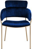 Yara Velvet / Iron / Foam Contemporary Navy Velvet Dining Chair - 22.5" W x 25.5" D x 34.5" H