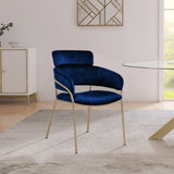 Yara Velvet / Iron / Foam Contemporary Navy Velvet Dining Chair - 22.5" W x 25.5" D x 34.5" H