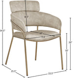 Yara Velvet / Iron / Foam Contemporary Stone Velvet Dining Chair - 22.5" W x 25.5" D x 34.5" H