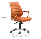 Zuo Modern Enterprise 100% Polyurethane, Steel, Aluminum Alloy Modern Commercial Grade Low Back Office Chair Orange, Chrome 100% Polyurethane, Steel, Aluminum Alloy