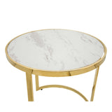 Sagebrook Home Glam Set of 2 -  Metal/marble Glass Round Side Table, Gold 15437-02 Gold Metal