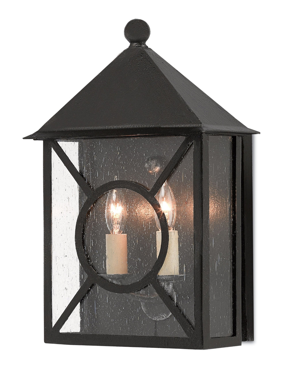 Ripley Medium Outdoor Wall Sconce - Weather-Resistant Midnight Finish with Seeded Glass Design