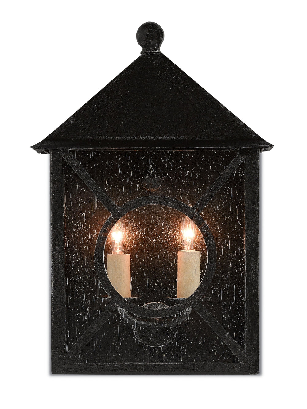 Ripley Medium Outdoor Wall Sconce - Weather-Resistant Midnight Finish with Seeded Glass Design