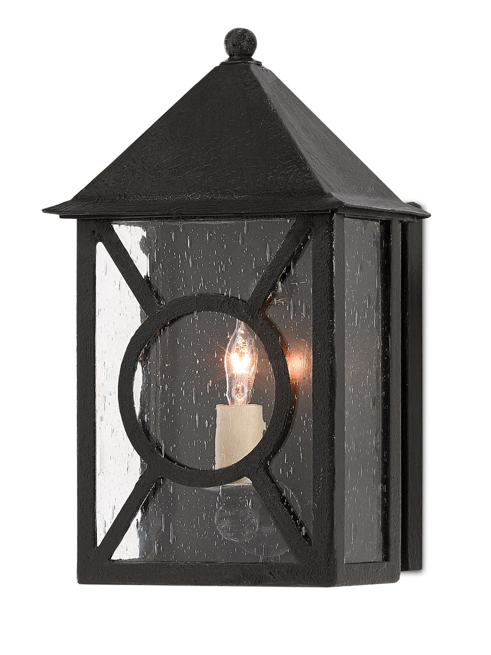 Ripley Small Outdoor Wall Sconce - Stylish Midnight Finish, Weather-Resistant Design, Seeded Glass