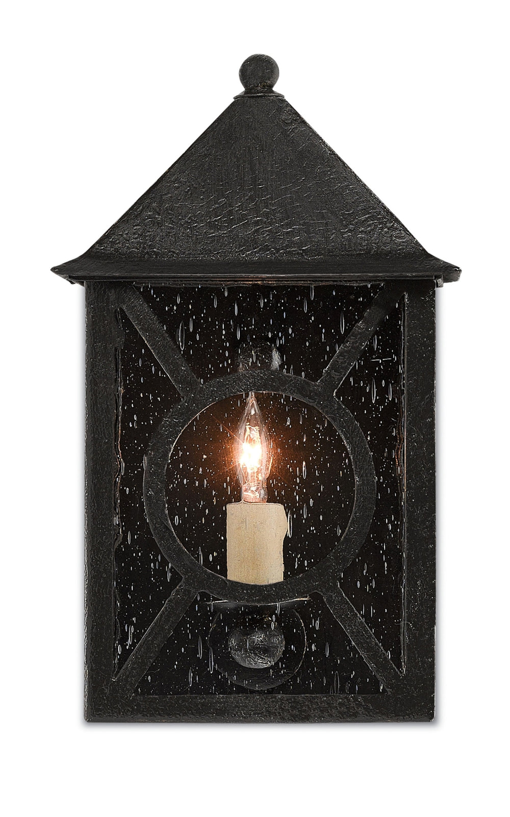 Ripley Small Outdoor Wall Sconce - Stylish Midnight Finish, Weather-Resistant Design, Seeded Glass