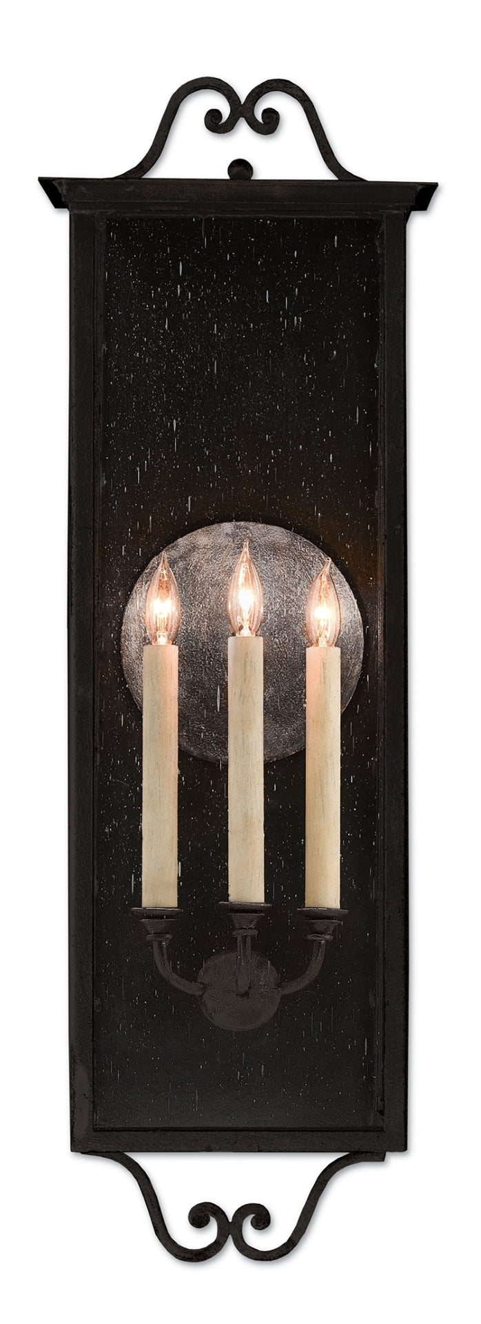 Giatti Large Outdoor Wall Sconce - Weather-Resistant Midnight Finish, Seeded Glass, Durable Design