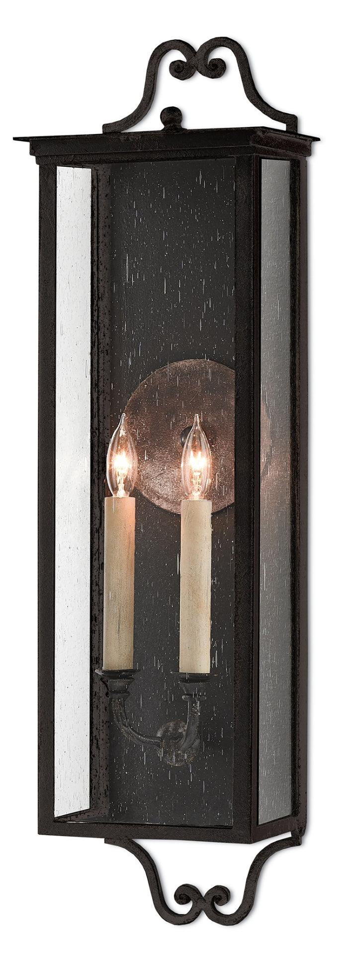 Giatti Medium Outdoor Wall Sconce - Weather-Resistant, Stylish Black Finish with Seeded Glass Panes