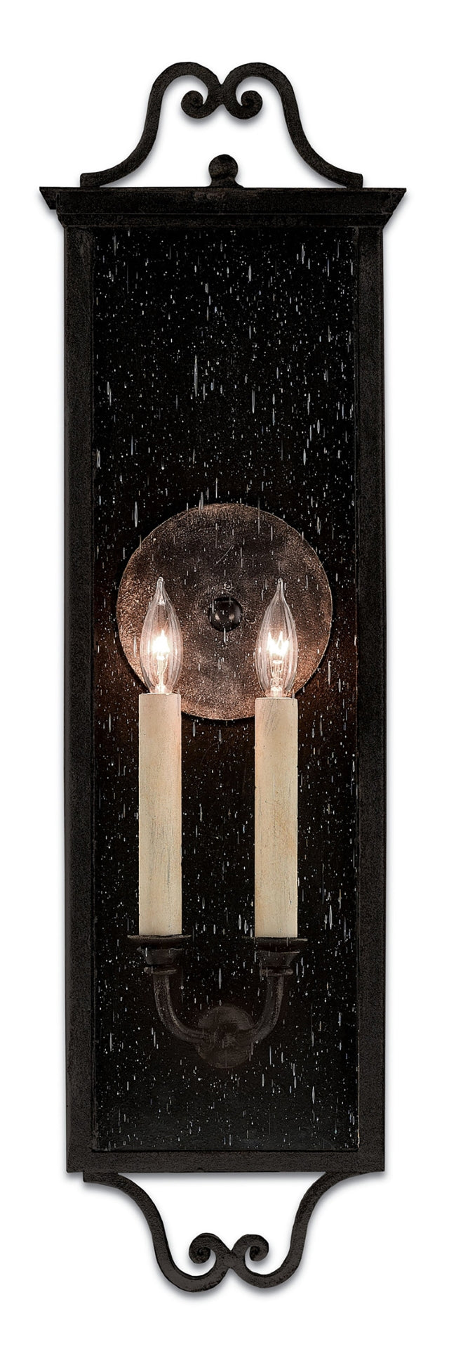 Giatti Medium Outdoor Wall Sconce - Weather-Resistant, Stylish Black Finish with Seeded Glass Panes