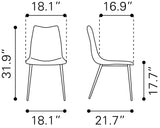 Zuo Modern Norwich 100% Polyurethane, Plywood, Steel Modern Commercial Grade Dining Chair Set - Set of 2 Vintage Black 100% Polyurethane, Plywood, Steel