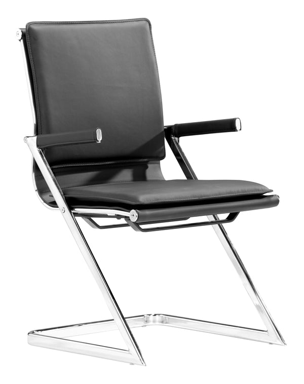 Zuo Modern Lider 100% Polyurethane, Steel Modern Commercial Grade Conference Chair Set - Set of 2 Black, Silver 100% Polyurethane, Steel