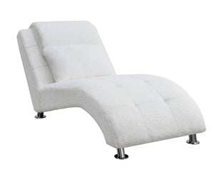 Modern Faux Fur Accent Chaise with Tufted Contoured Seat and Stylish Silver Legs for Cozy Lounge