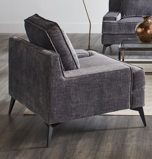 Mattie Modern Upholstered Recessed Arm Chair Charcoal Grey