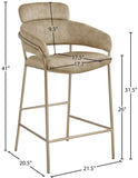 Yara Velvet / Iron / Foam Contemporary Beige Velvet Counter Stool - 21.5" W x 20.5" D x 41" H