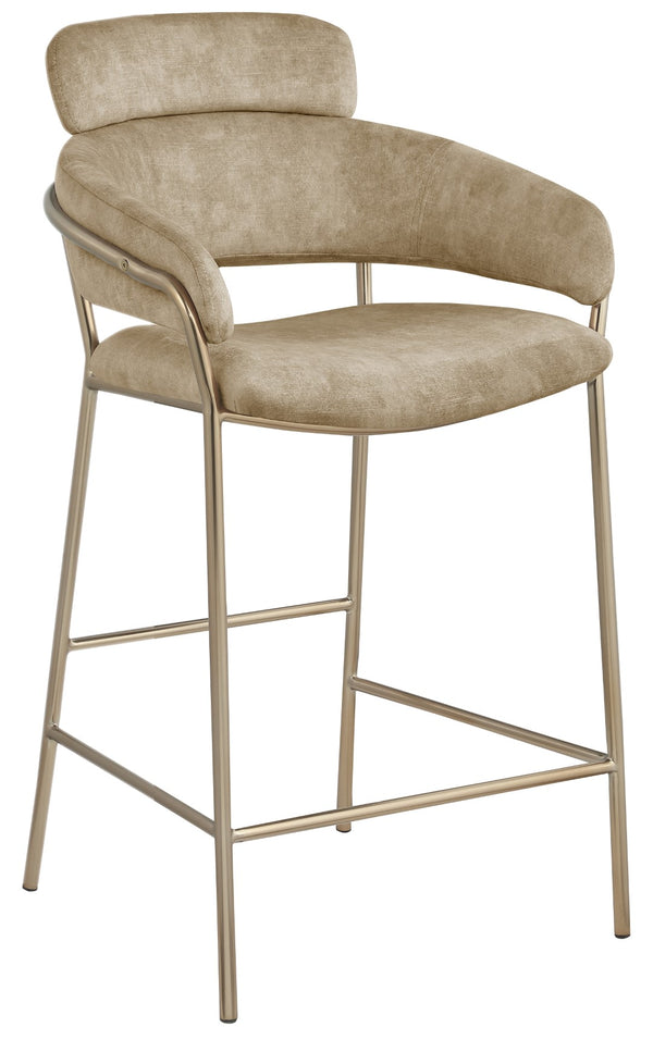 Yara Velvet / Iron / Foam Contemporary Beige Velvet Counter Stool - 21.5" W x 20.5" D x 41" H