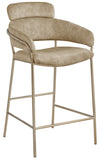 Yara Velvet / Iron / Foam Contemporary Beige Velvet Counter Stool - 21.5" W x 20.5" D x 41" H