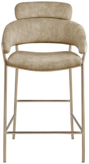 Yara Velvet / Iron / Foam Contemporary Beige Velvet Counter Stool - 21.5" W x 20.5" D x 41" H