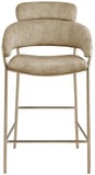 Yara Velvet / Iron / Foam Contemporary Beige Velvet Counter Stool - 21.5" W x 20.5" D x 41" H