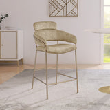 Yara Velvet / Iron / Foam Contemporary Beige Velvet Counter Stool - 21.5" W x 20.5" D x 41" H