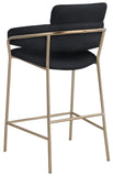 Yara Velvet / Iron / Foam Contemporary Black Velvet Counter Stool - 21.5" W x 20.5" D x 41" H