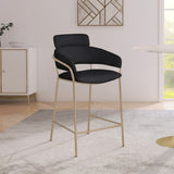 Yara Velvet / Iron / Foam Contemporary Black Velvet Counter Stool - 21.5" W x 20.5" D x 41" H