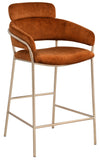 Yara Velvet / Iron / Foam Contemporary Cognac Velvet Counter Stool - 21.5" W x 20.5" D x 41" H