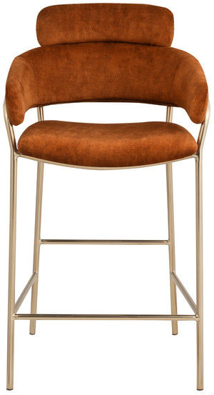 Yara Velvet / Iron / Foam Contemporary Cognac Velvet Counter Stool - 21.5" W x 20.5" D x 41" H