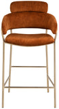 Yara Velvet / Iron / Foam Contemporary Cognac Velvet Counter Stool - 21.5" W x 20.5" D x 41" H