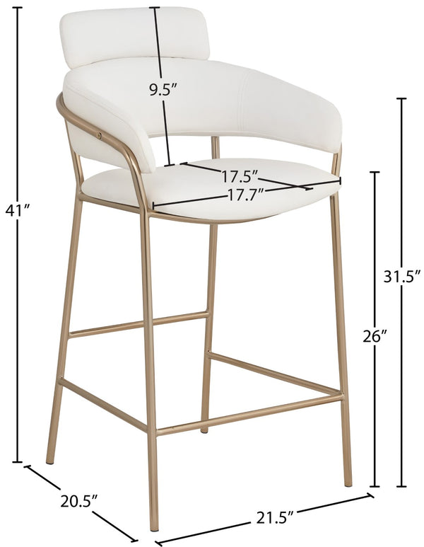 Yara Faux Leather / Iron / Engineered Wood / Foam Contemporary Cream Faux Leather Counter Stool - 21.5" W x 20.5" D x 41" H