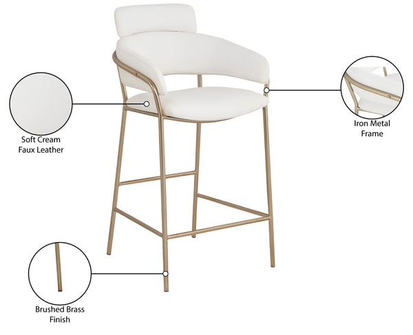 Yara Faux Leather / Iron / Engineered Wood / Foam Contemporary Cream Faux Leather Counter Stool - 21.5" W x 20.5" D x 41" H