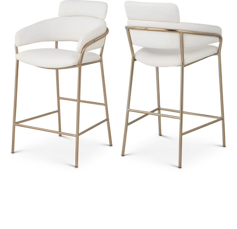 Yara Faux Leather / Iron / Engineered Wood / Foam Contemporary Cream Faux Leather Counter Stool - 21.5" W x 20.5" D x 41" H