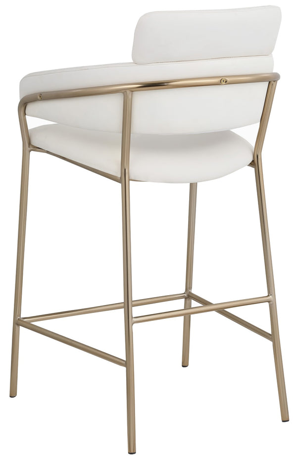 Yara Faux Leather / Iron / Engineered Wood / Foam Contemporary Cream Faux Leather Counter Stool - 21.5" W x 20.5" D x 41" H